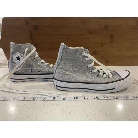 Converse All Star Gray Sparkle Hi Top Sneakers Size 5 - Picture 2 of 13